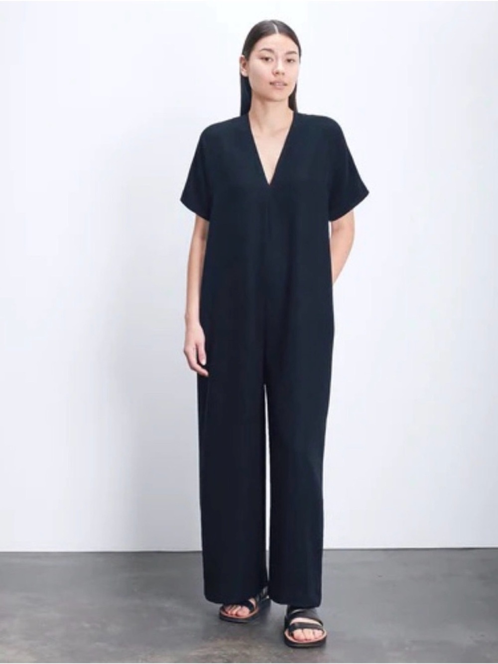 Roucha Navy Wide Leg Crepe Jumpsuit 3 L XL - Picture 5 of 16